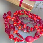 Naszyjnik Czerwone Korale Długie Koral Koralowiec Perły - 