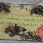 Obrazek z sentencją - Ręcznie zdobiony obrazek z różami