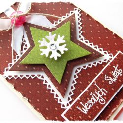 Bordowa kartka świąteczna z gwiazdką