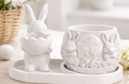 Zestaw świeczników gipsowych Królicza Wiosna – wiosenna dekoracja stołu