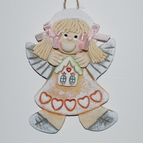 Mam nowy dom - aniołek z masy solnej, prezent, dekoracja