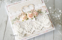 Kartka ślubna w koronkach i tiulu v.5