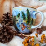 Ręcznie malowany kubek Niedźwiedź złota rybka spełnione marzenia 480ml - Ręcznie malowane