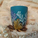 Ręcznie malowany konik morski i rafa koralowa 300 ml. - ręcznie malowane