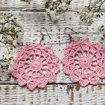 Kolczyki szydełkowe rozetki - jasnoróżowe - 