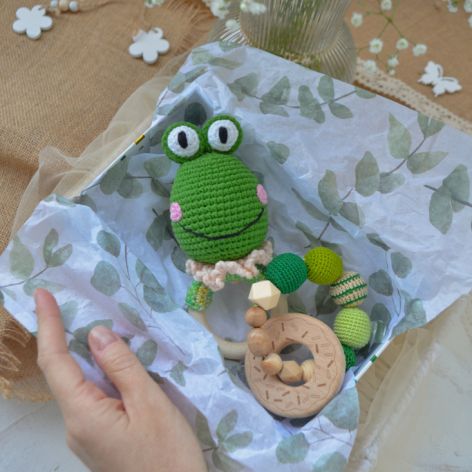 Zestaw gryzaków dla noworodka, Grzechotka żabka, Prezent dla maluszka