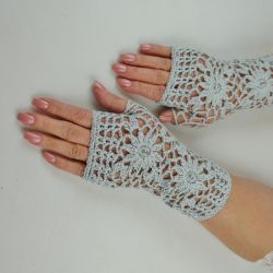 Rękawiczki, mitenki handmade popielate