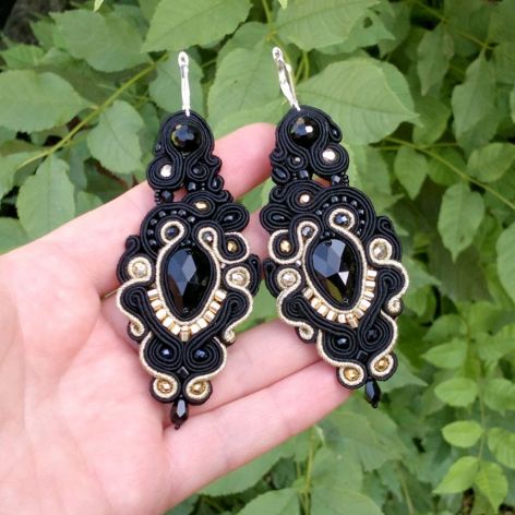 Kolczyki Czerń & Złoto 