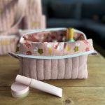 Zestaw prezentowy z lnu - zgaszony róż - kosmetyczka box