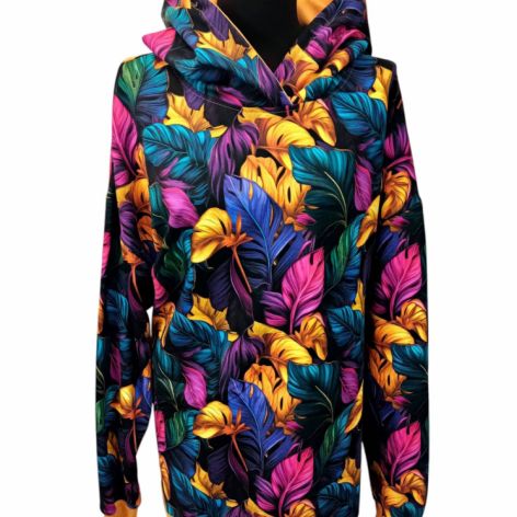 Bluza damska z kapturem, kolorowe pióra, oversize 2XL/3XL