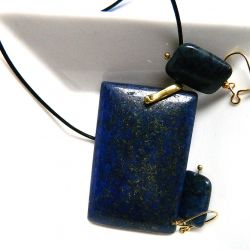 Lapis lazuli z pirytem, zestaw w złocie