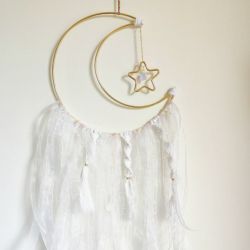 Zawieszka na ścianę księżyc | Boho dekoracja