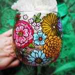 Ręcznie malowany szklany kubek LOVE pink - dla mamy na dzień matki