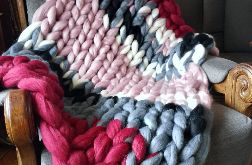 Kolorowy koc wełna czesankowa 100% merynos