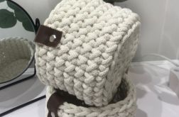 Koszyk 12x11cm,kosz do przechowywania,z paskiem skórzanym.