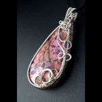 Srebrny wisior z agatem koronkowym fiolet - wisior wire wrapped ze srebra