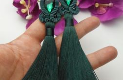 Soutache sutasz kolczyki zielone frędzle