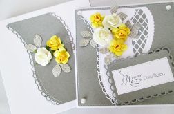 Kartka W DNIU ŚLUBU z różyczkami