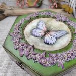 Szkatułka "Lawendowy Motyl" – ręcznie zdobione pudełko decoupage - 2