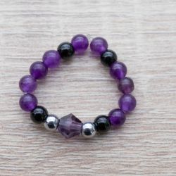 pierścionek ametyst hematyt onyks