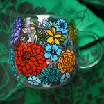 Ręcznie malowany szklany kubek LOVE blue - prezent na dzień kobiet