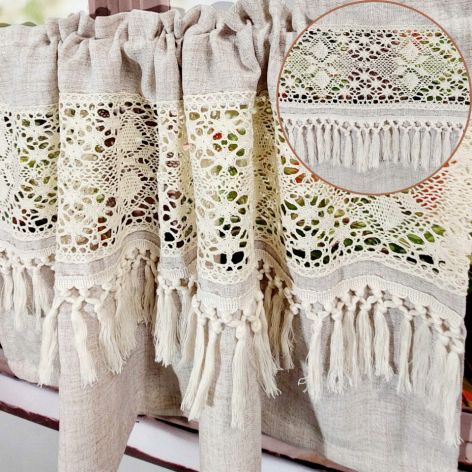 Zazdrostka lniana lambrekin firany frędzle BOHO HIT WIOSNY 150/50cm