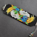 Komplet z frędzliami "Bawełna i Borówki" naszyjnik-czoker i bransoletka - Komplet z frędzliami "Bawełna i Borówki" naszyjnik-czoker i bransoletka