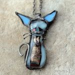 Kot Uszak Błękitny - szklany kot na szyję