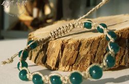 Bransoletka Lniana Naturalna 1x Blue Jade