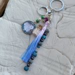 Brelok Niebieski Kwiat z chwostem i koralikami - 3