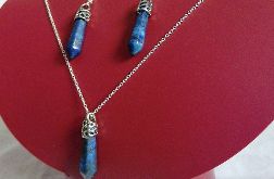 Lapis lazuli z pirytem, elegancki zestaw biżuterii