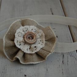 Opaska niemowlęca - Lniany kwiat