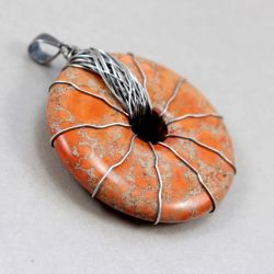 Jaspis cesarski i srebro - wisior