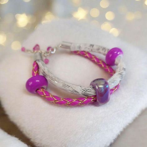 Bransoletka rzemykowa z ceramiką