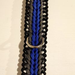 Szeroka obroża Paracord Handmade 42-50 cm L niebiesko-szaro-biało-czarna