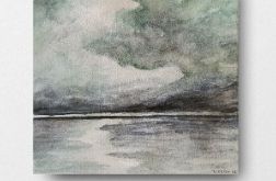 Morze-akwarela formatu 20/20 cm .