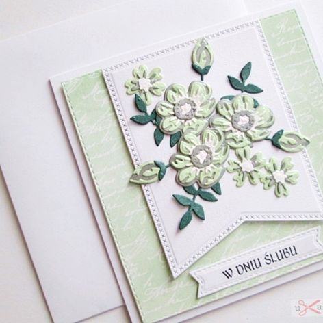 Kartka NA ŚLUB zielono-szara