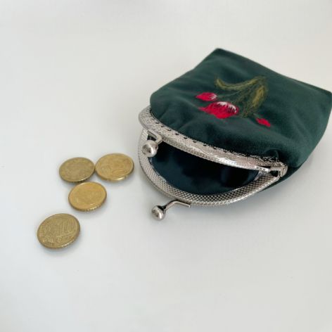 Portmonetka welurowa “Tulipan”, saszetka haftowana