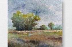 Pejzaż-akwarela formatu 15x15 cm