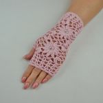 Rękawiczki mitenki handmade różowe 01 - mitenki damskie