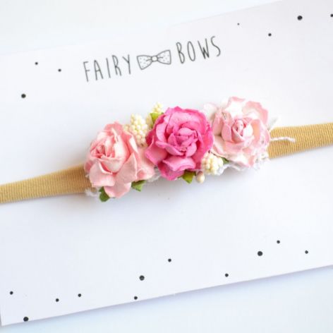 FairyBows Opaska wianuszek na chrzest roczek