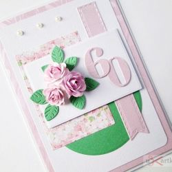 Kartka URODZINOWA różowo-zielona