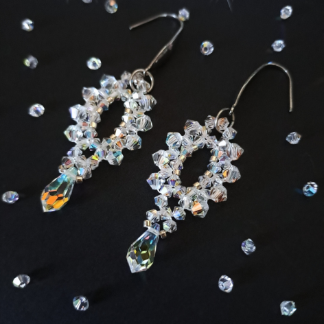 Długie Kolczyki Ślubne z Kryształków