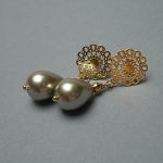Pearls /beige/ perły naturalne vol. 1- kolczyki - 
