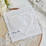 Elegancka kartka ślubna w bieli #3 - Elegancka kartka ślubna z sercem