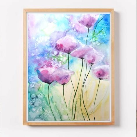 Oryginalna akwarela. Kwiaty 30x40cm