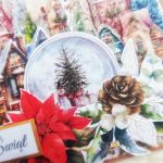 Kartka świąteczna 8/2025  - Kula śniezna z choinką i bałwankiem