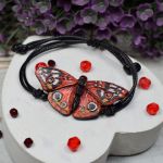 Czerwony motyl - bransoletka z regulacją - czerwona bransoletka