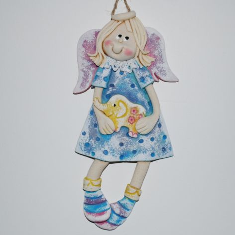 Na spacer go zabiorę - aniołek z masy solnej, prezent, dekoracja