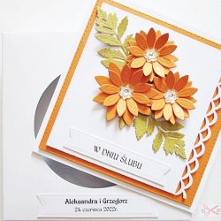 Kartka ŚLUBNA - pomarańczowe kwiaty